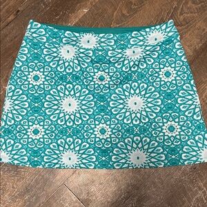 Tranquility by Colorado Clothing Teal‎ and White Printed A-Line Skort Size Large